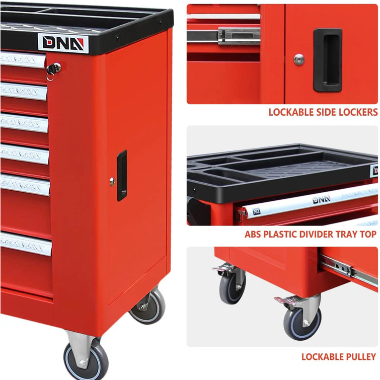 31'' W 6 -Drawer Plastic Bottom Rollaway Chest with Wheels